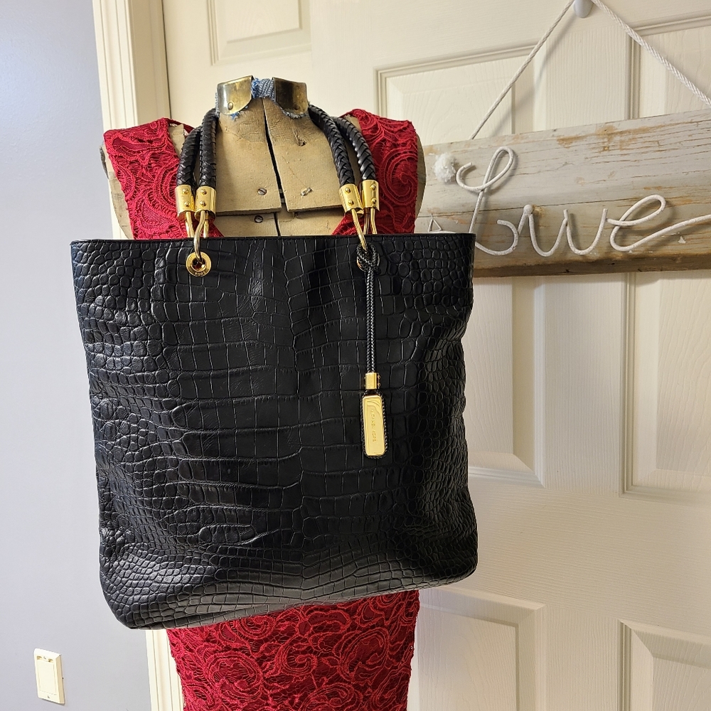Rare Michael Kors Black Handbag Shoulderbag Tote - Picture 3 of 16